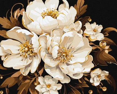 Картина по номерам Белая нежность с красками металлик extra ©victoria_art___ 40x50 KHO3271 Идейка