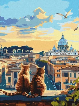 Картина за номерами Котики у Римі ©art_selena_ua 30x40 KHO6606 Ідейка