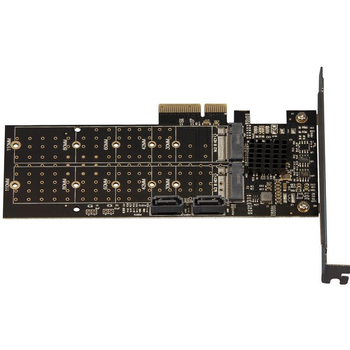 Плата расширения Frime (ECF-PCIEtoSSD012.LP) PCI-E-2хM.2+2хSATA, 88SE9215