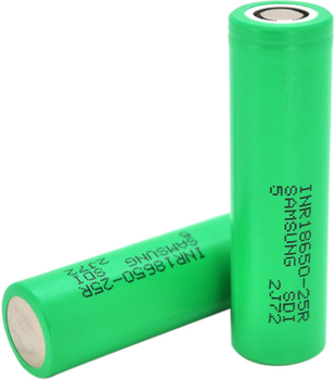Аккумулятор Samsung 18650 Li-Ion INR18650-25R, 2500mAh, 20A, 4.2/3.6/2.5V, Green (YT17371)