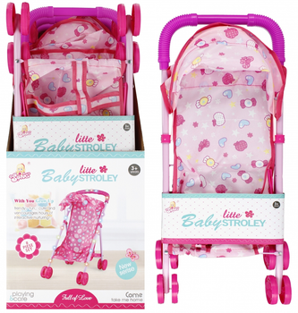 Wózek dla lalek Sonia Little Baby Stroley Różowy (5905523604344)