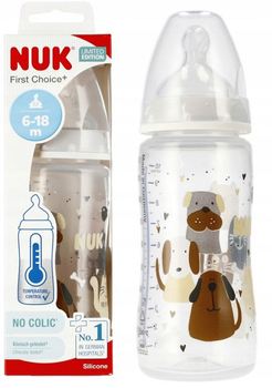 Пляшечка для годування Nuk First Choice Cat & Dog Ash Transparent 300 мл (4008600439899)