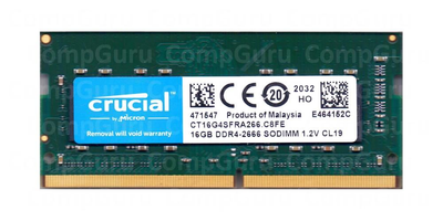 Оперативная память для ноутбука Crucial DDR4 16GB 2666MHz SO-DIMM PC4-2666V (CT16G4SFRA266.C8FE)