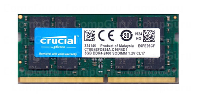 Оперативна пам'ять для ноутбука Crucial DDR4 8GB 2400MHz SO-DIMM PC4-2400T (CT8G4SFD824A.C16FBD1)