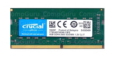 Оперативная память для ноутбука Crucial DDR4 8GB 2400MHz SO-DIMM PC4-2400T (CT8G4SFS824A.C8FE)