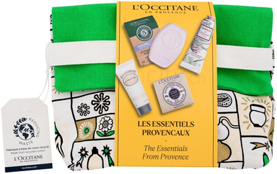 Zestaw kosmetyków do pielęgnacji L'Occitane The Essentials From Provence Szampon stały 60 g + Mleczko do ciała 20 ml + Mydło 50 g + Krem do rąk 30 ml + Kosmetyczka (3253581698662)