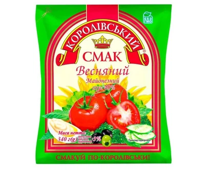 Соус майонезный 40% Весенний фил/пак TM Королевский вкус 340 g