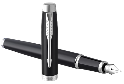 Ручка пір'яна Parker IM Essential Matte Black Fountain Pen with Chrom Синя (3026981436383)