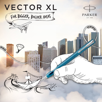 Ручка пір'яна Parker Vector XL Metallic Teal Fountain Pen Синя (3026981597466)