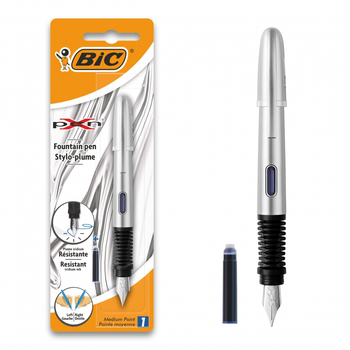 Ручка пір'яна BIC X-Pen Chrome Gray Синя (3086126690261)