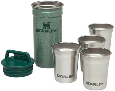 Набір металавих стаканів у флязі Stanley Adventure Hammertone 4 x 60 мл Зелений (6939236348942)