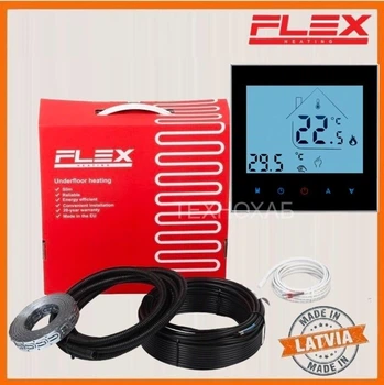 Теплый пол Flex 0,5м²-0,6м²/ 87Вт (5м) нагревательный кабель под плитку 17,5 Вт/м с программируемым терморегулятором AC605H черный