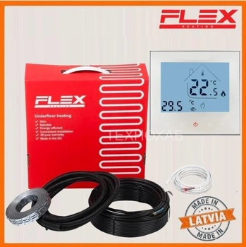 Теплый пол Flex 0,5м²-0,6м²/ 87Вт (5м) нагревательный кабель под плитку 17,5 Вт/м с программируемым терморегулятором AC605H белый