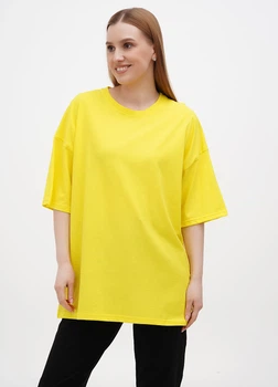 Футболка Solo оверсайз короткий рукав One Size яскраво жовтий Wm1947