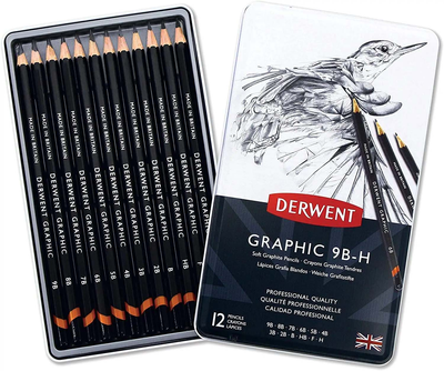 Zestaw grafitowych ołówków Derwent Graphic Designer Sketching Soft 12 szt (5010255716606)
