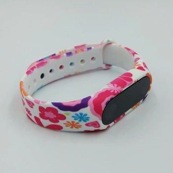 Ремінець Xiaomi Mi Band 2 з малюнком силіконовий браслет miband Великі квіти - 1605P
