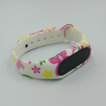 Ремінець Xiaomi Mi Band 2 з малюнком силіконовий браслет miband Контури квіток - 1605P