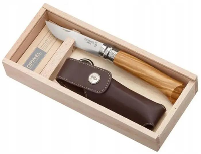 Складаний ніж філейний з чохлом в пеналі, оливкове дерево Opinel Slim Olive №8 001004