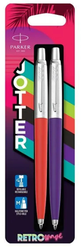 Zestaw długopisów Parker Jotter Glam Rock Purple/Red Niebieskie 2 szt (3026981863141)