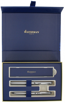 Набір Waterman Allure Deluxe Hemisphere Stal Кулькова ручка + Пір'яна ручка Сині (5000005076708)