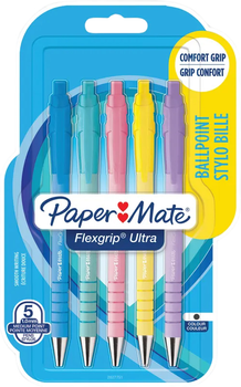 Набір кулькових ручок Paper Mate FlexGrip Ultra Pastel Чорні 5 шт (3026981529344)