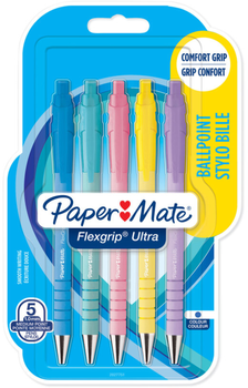 Zestaw długopisów Paper Mate FlexGrip Ultra Pastel Niebieskie 5 szt (3026981622779)