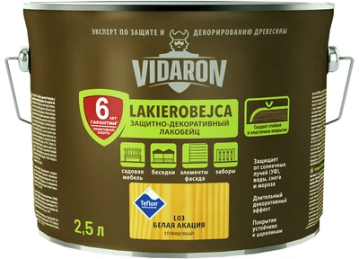 Лак тонирующий деревозащитный Лакобейц Vidaron L03 белая акация 2,5 л