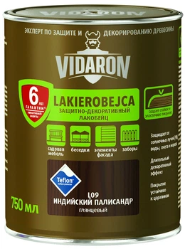 Лак тонуючий деревозахисний Лакобейц Vidaron L09 індійський палісандр 750мл