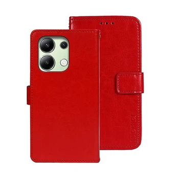 Чехол Idewei для Xiaomi Redmi Note 13 книжка кожа PU с визитницей красный