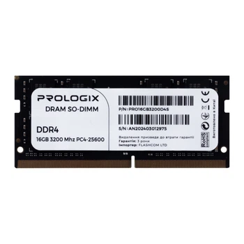 Пам'ять для ноутбуків Prologix 16 GB SO-DIMM DDR4 3200 MHz (PRO16GB3200D4S)