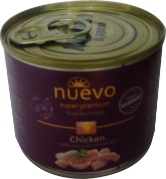 Mokra karma dla kociąt Nuevo KITTEN z kurczakiem, ryżem i tłuszczem z łososia 6 szt. 200 g (4250231595707)