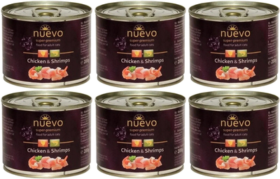 Упаковка консерв для кішок Nuevo Adult з куркою та креветками 6 шт. 200 г (4250231595660)