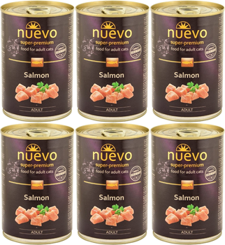 Упаковка консерв для кішок Nuevo Adult з лососем 6 шт. 400 г (4250231595639)