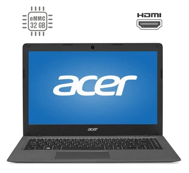 Ноутбук Acer Aspire One Cloudbook 14 AO1-431 / 14" (1366x768) TN / Intel Celeron N3050 (2 ядра по 1.6 - 2.16 GHz) / 2 GB DDR3 / 32 GB eMMC / Intel HD Graphics / WebCam / HDMI б/у