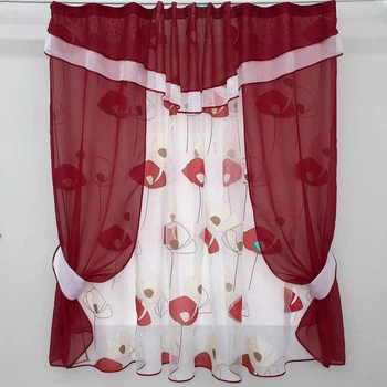 Шифоновые занавески шторы короткие Бордовый 2x270x170 см (zanaves081к-3)
