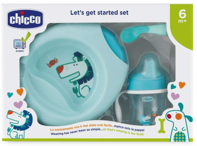 Набір посуду Chicco Let's Get Started 6m+ Blue Set 3 шт (8058664086672)
