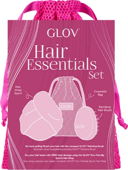 Zestaw do pielęgnacji włosów Glov Hair Essentials Hair Wrap Turban do włosów + Szczotka do włosów + Worek do prania lub przechowywania (5907440744592)
