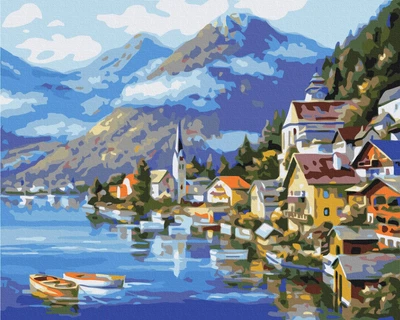 Картина за номерами Brushme Селище у підніжжя гори 40x50 см BS6936