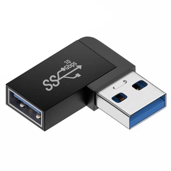 Перехідник обладнання Lucom USB3.2Gen2 M/F адаптер кутовий 90°вправо 10Gbps чорний(62.09.8532)