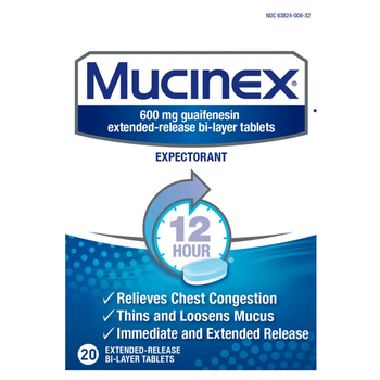 Муцинекс таблетки от кашля, Mucinex Expectorant 12 hours, 600мг 20шт