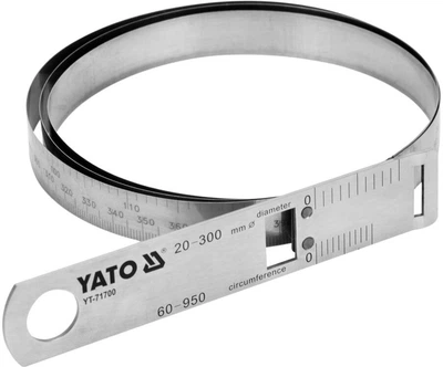 Стрічка для вимірювання діаметра та окружності YATO 60-950/0.1 мм нержавіюча (YT-71700)