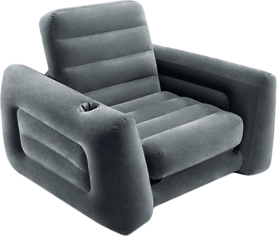 Dmuchane krzesło welurowe Intex 117 x 224 x 66 cm czarne (6941057417424)