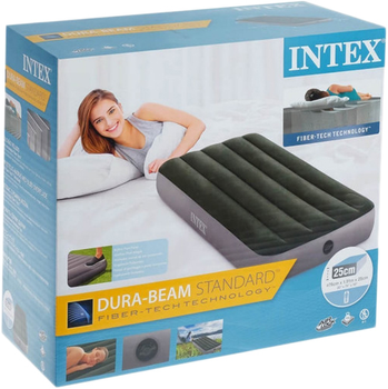 Ліжко надувне велюр Intex Зелене 76 х 191 х 25 см (6941057418445)