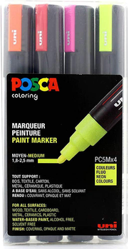 Zestaw markerów Posca PC5M Medium Tip Pen Neon Colors 4 szt (3296280033433)