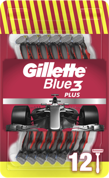 Одноразові станки для гоління чоловічі Gillette Blue3 Plus Nitro Masz Red 12 шт (8700216148146)