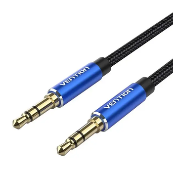 Аудіокабель Vention 3.5 мм minijack AUX TRS 3-піновий у нейлоновому обплетенні 3 м Black/ Blue (BAWLI)