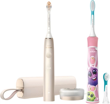 Електрична зубна щітка PHILIPS Sonicare HX9992/11 Prestige з технологією SenseIQ серії 9900 + Дитяча електрична зубна щітка PHILIPS Sonicare HX6352/42 (комплект)