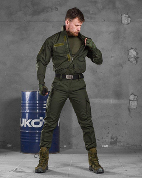 Тактичний костюм 3в1 штани+футболка+куртка S олива (19499)