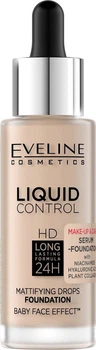 Жидкая тональная основа Eveline Liquid Control №010 Light Beige Niacynamid 32 мл (5903416058243)