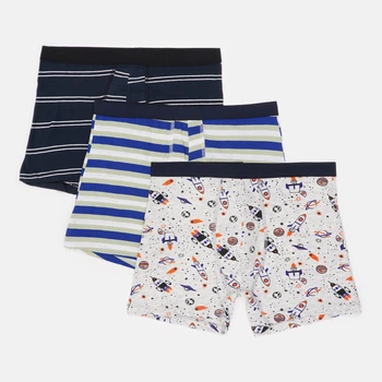 Трусы (3шт) Basic Collection L синий, серый принт 1438092858
